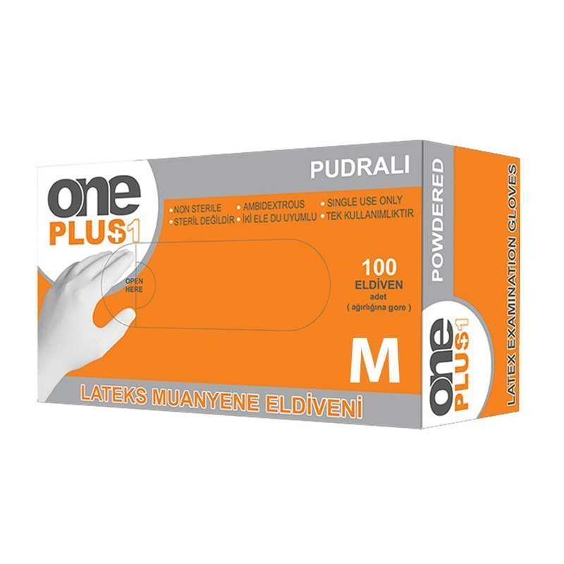 One Plus Lateks Muayene Eldiveni Pudralı 100 lü Paket