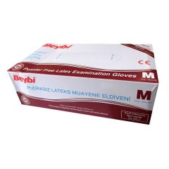 Beybi Lateks Pudrasız Muayene Eldiveni 100 lü Paket