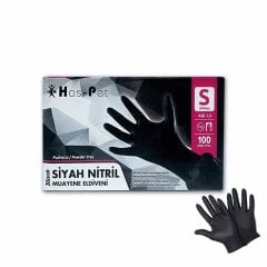 Haspet Siyah Nitril Muayene Eldiveni Pudrasız 100 lü Paket